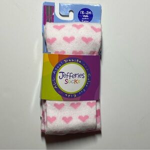 Jefferies Socks Girls Heart Tights 18 24 Months NWT New Pink Valentine’s Day